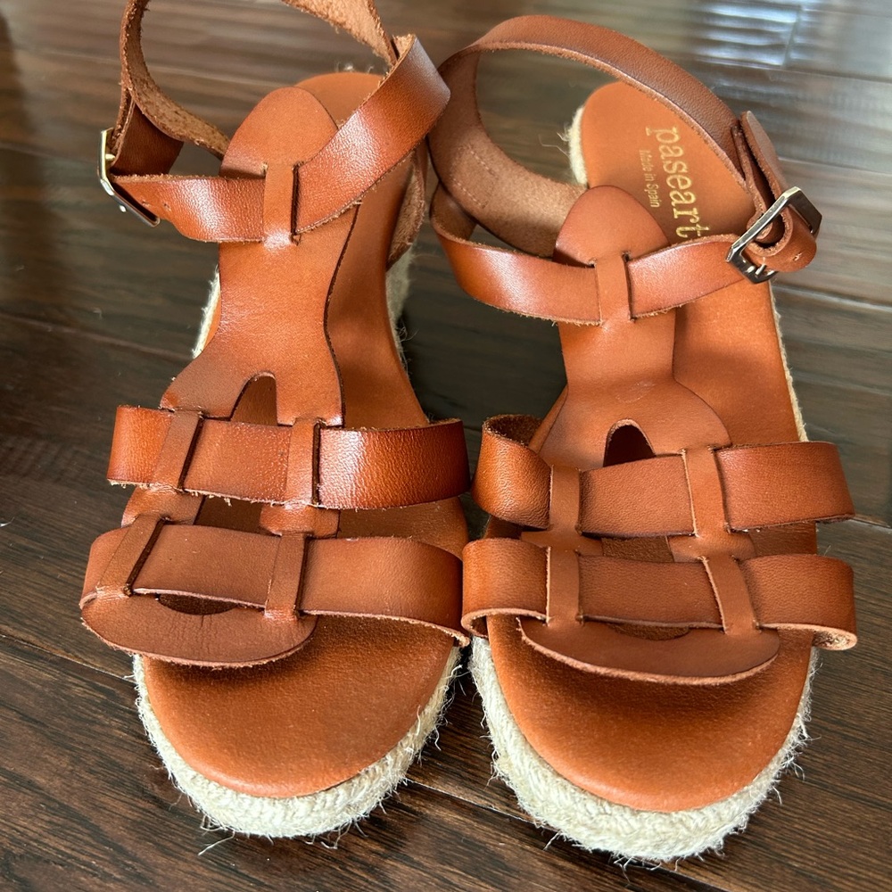 Paseart Brown Leather Women's Sandals - Size 39